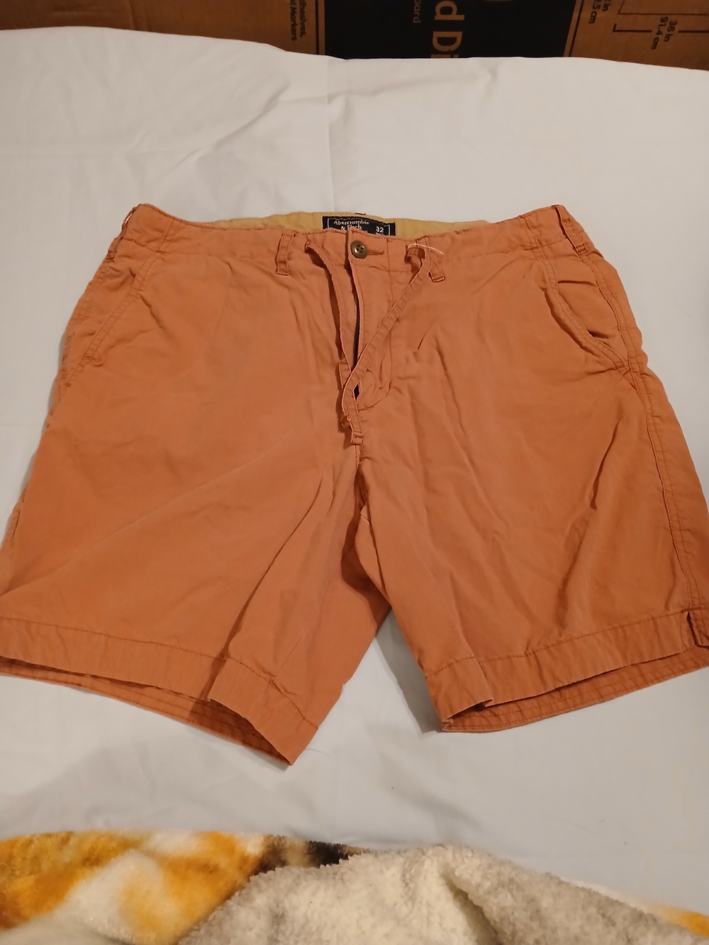 Abercrombie & Fitch Men's Salmon Flat-Front Cotton Shorts